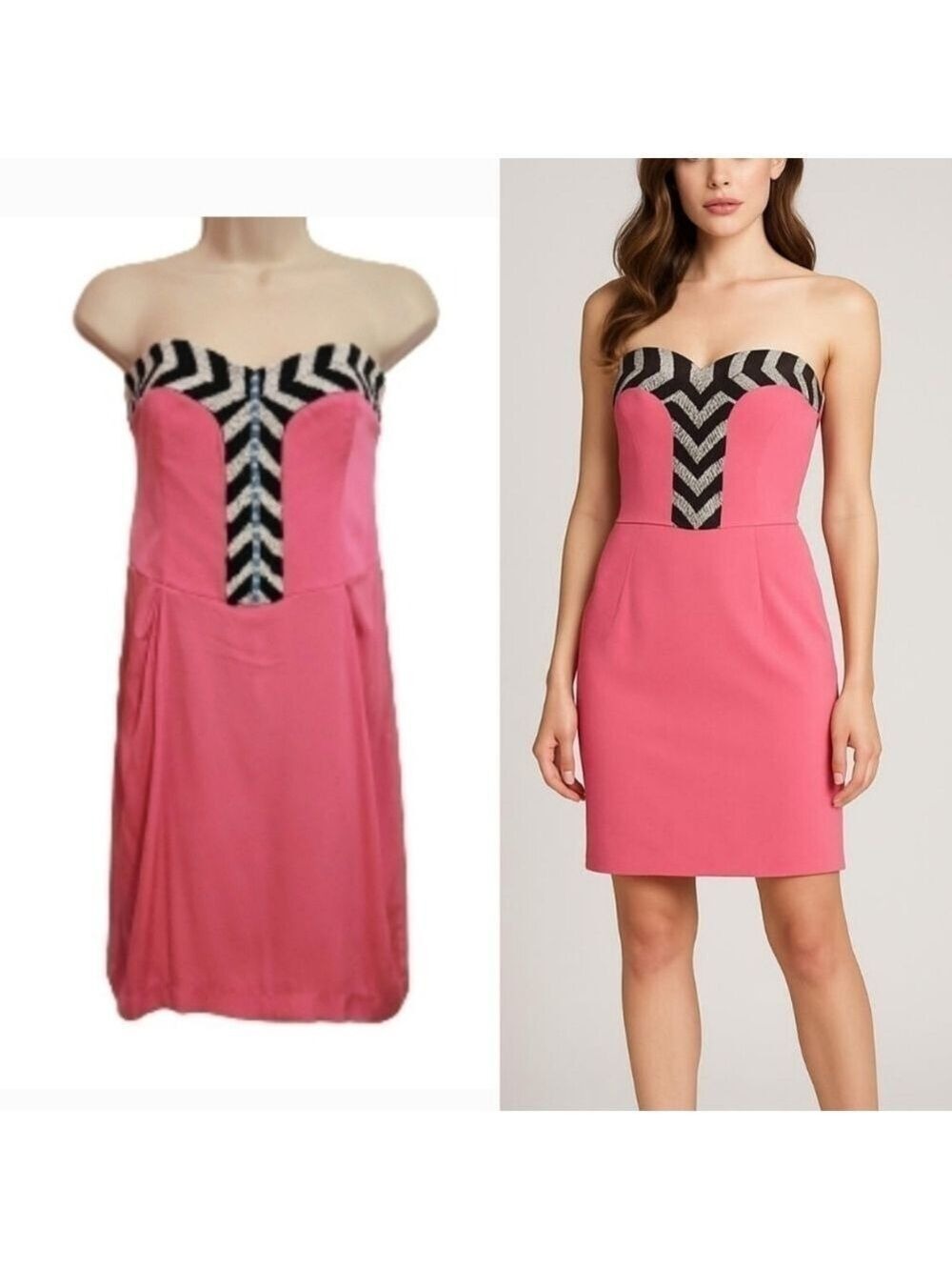 Mara Hoffman Pink Silk Blend Strapless Mini Dress Size 4